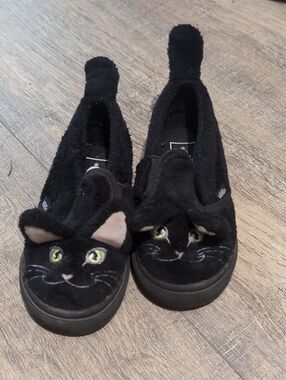 Vans Kids Black Cat Slip-On Shoes